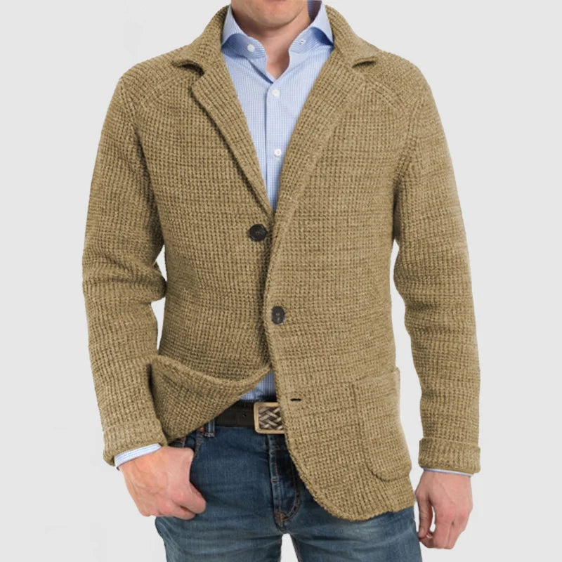 Knitted Cardigan | Warm | Button-Up | Chunky Cardigan | Men's Clothing-Chaps of London-Khaki-S-Chaps of London