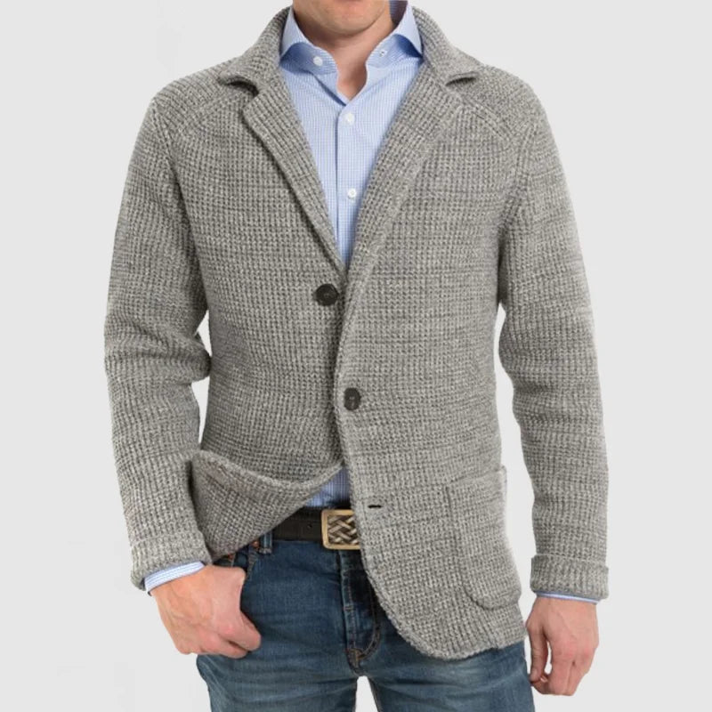 Knitted Cardigan | Warm | Button-Up | Chunky Cardigan | Men's Clothing-Chaps of London-Light Grey-S-Chaps of London