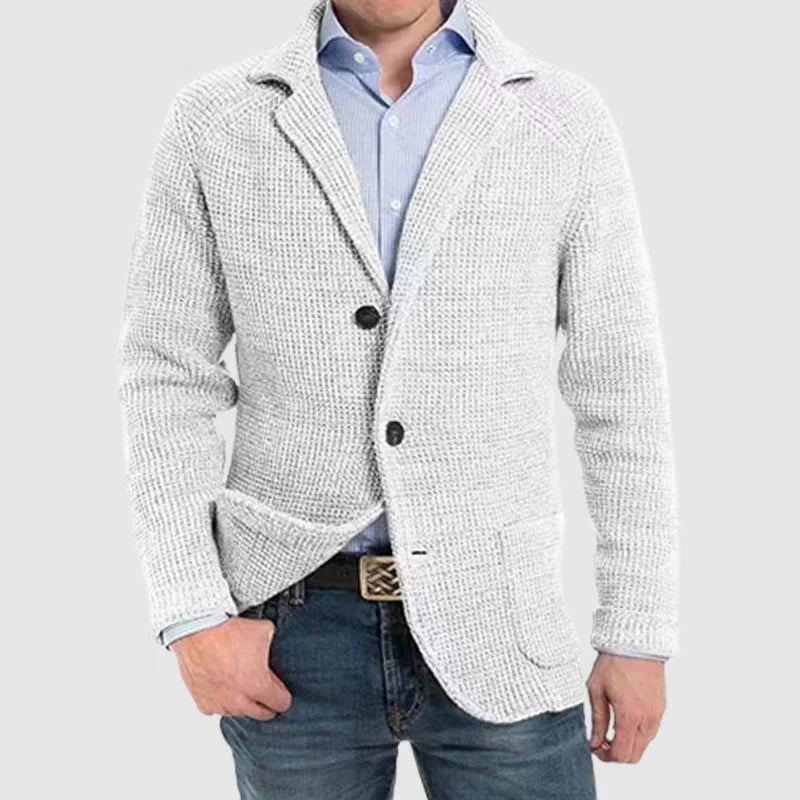Knitted Cardigan | Warm | Button-Up | Chunky Cardigan | Men's Clothing-Chaps of London-White-S-Chaps of London