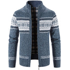Knitted Cardigan - Zip-Up - Winter - Knit Cardigan Sweater - Men's Cardigan-Men’s Knitted Cardigan-Chaps of London-Blue-S-Chaps of London