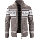 Knitted Cardigan - Zip-Up - Winter - Knit Cardigan Sweater - Men's Cardigan-Men’s Knitted Cardigan-Chaps of London-Brown-S-Chaps of London