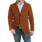 Knitted Jacket | Button-Up | V-Neck | Cardigan Jacket | Men's Jacket-Chaps of London-Brown-S-Chaps of London