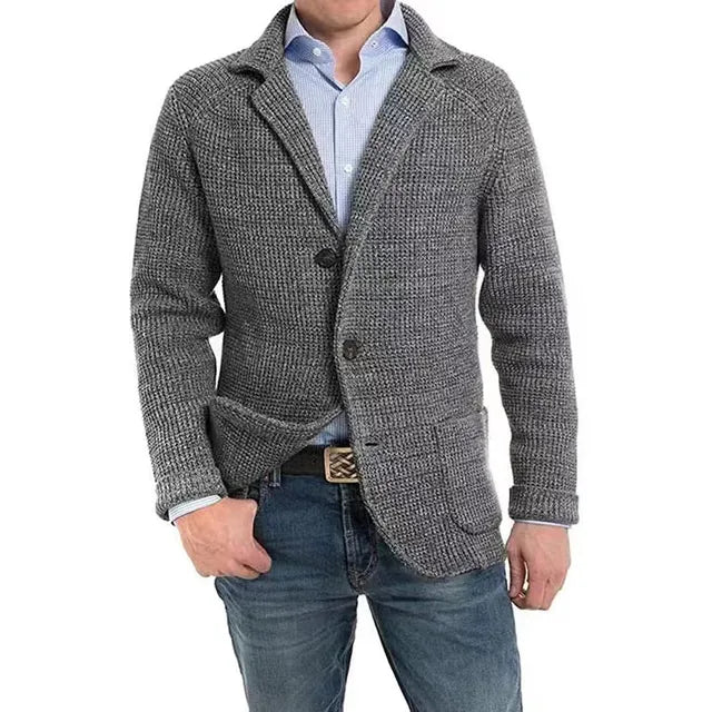 Knitted Jacket | Button-Up | V-Neck | Cardigan Jacket | Men's Jacket-Chaps of London-Dim Grey-S-Chaps of London