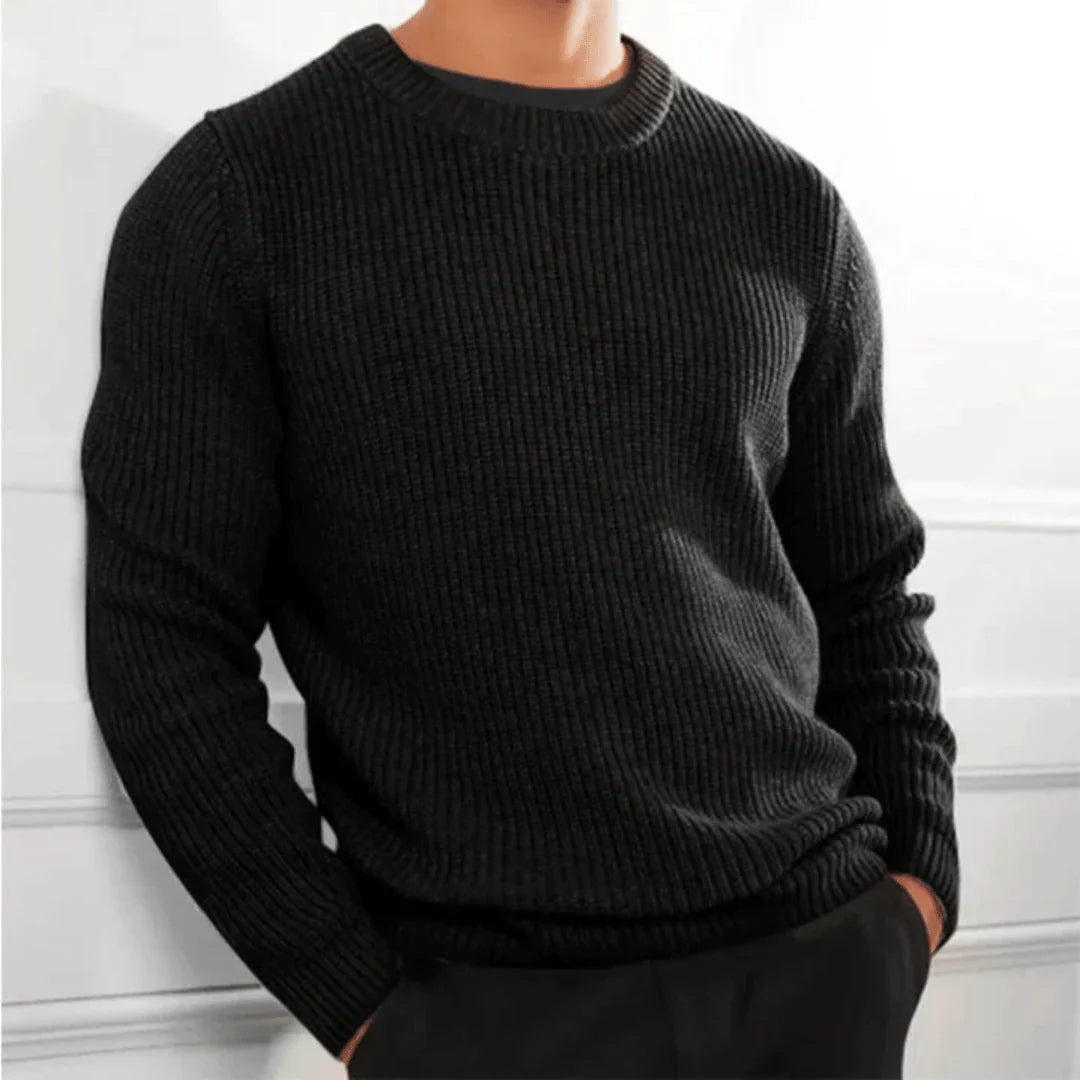 Knitted Jumper | Crew Neck | Regular Fit | Knitted Sweater | Men's Knitwear-Men Sweatshirts-Chaps of London-Black-XS-Chaps of London