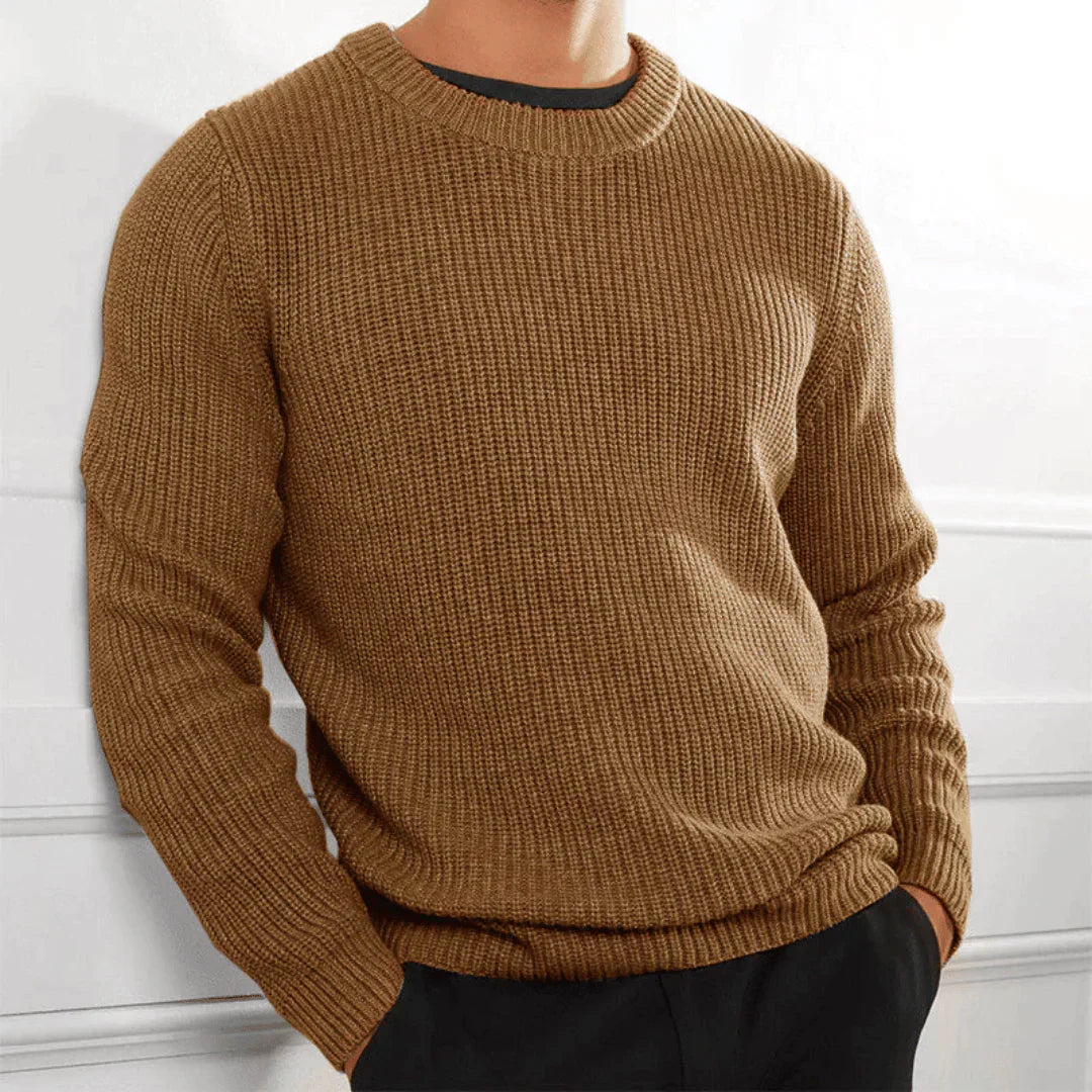 Knitted Jumper | Crew Neck | Regular Fit | Knitted Sweater | Men's Knitwear-Men Sweatshirts-Chaps of London-Brown-XS-Chaps of London