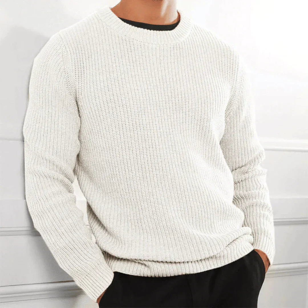Knitted Jumper | Crew Neck | Regular Fit | Knitted Sweater | Men's Knitwear-Men Sweatshirts-Chaps of London-White-XS-Chaps of London