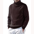 Knitted Jumper - Men's Warm Rib Knit Turtleneck Sweater-Chaps of London-Brown-XS-Chaps of London
