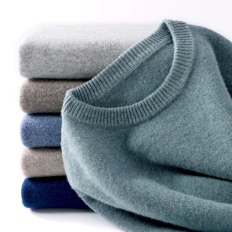 Knitted Jumper - Men's Warm Round Neck Knit Pullover Sweater-Trui man-Chaps of London-Chaps of London