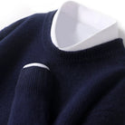 Knitted Jumper - Men's Warm Round Neck Knit Pullover Sweater-Trui man-Chaps of London-Dark Blue-S-Chaps of London
