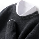 Knitted Jumper - Men's Warm Round Neck Knit Pullover Sweater-Trui man-Chaps of London-Dark Gray-S-Chaps of London