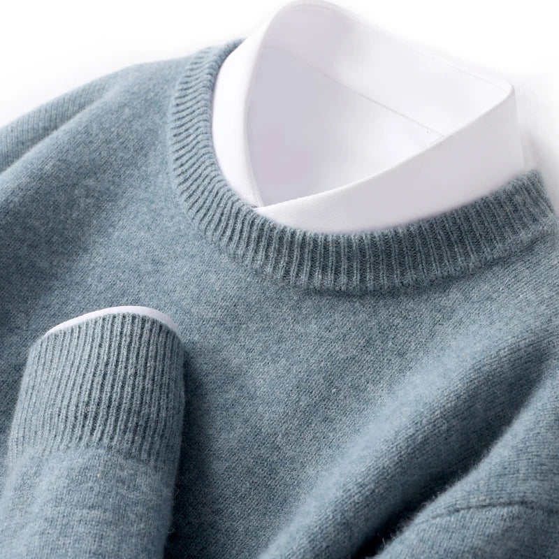 Knitted Jumper - Men's Warm Round Neck Knit Pullover Sweater-Trui man-Chaps of London-Green-S-Chaps of London