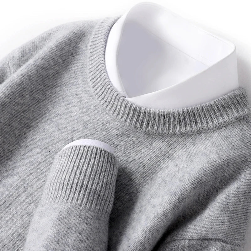 Knitted Jumper - Men's Warm Round Neck Knit Pullover Sweater-Trui man-Chaps of London-Light Gray-S-Chaps of London