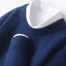 Knitted Jumper - Men's Warm Round Neck Knit Pullover Sweater-Trui man-Chaps of London-Night Blue-S-Chaps of London