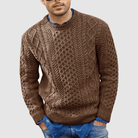 Knitted Jumper - Warm - Crew Neck - Knitted Sweater - Men's Clothing-Chaps of London-Brown-S-Chaps of London