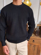 Knitted Jumper - Warm - Rib Knit - Knitted Sweater - Men's Knitwear-Chaps of London-Black-S-Chaps of London
