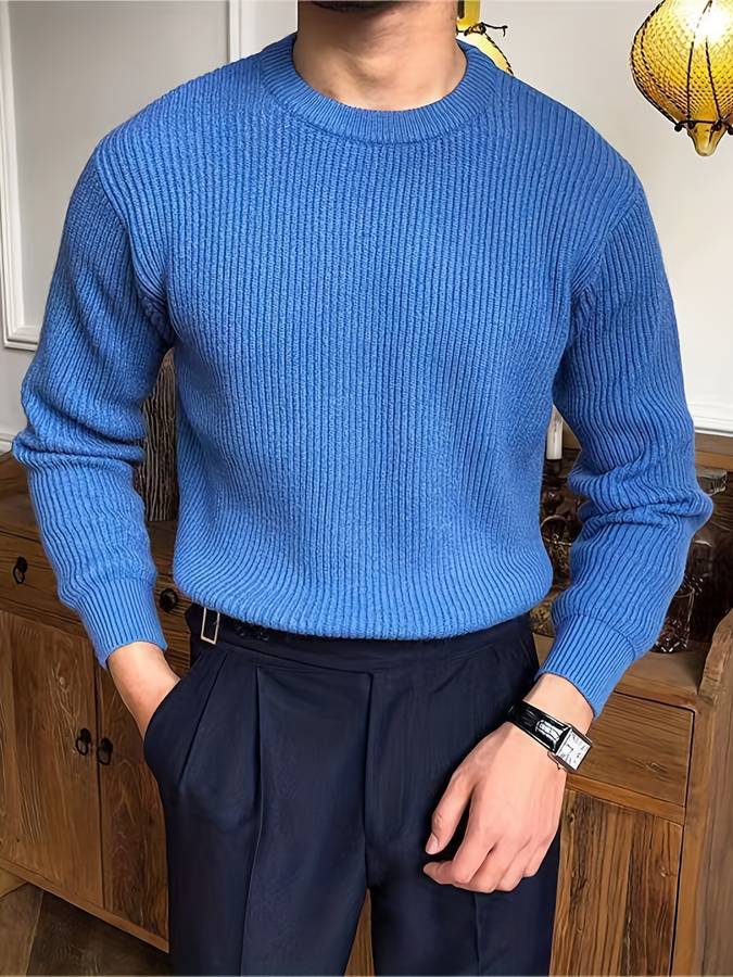 Knitted Jumper - Warm - Rib Knit - Knitted Sweater - Men's Knitwear-Chaps of London-Chaps of London