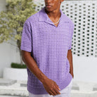 Knitted Polo Tshirt - Men's Loose Fit Short Sleeve Collared Polo Shirt-Polo Shirt-Chaps of London-Purple-M-Chaps of London