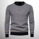 Knitted Sweater | Long sleeves | Crew neck | Sweater | Men's shirt-Chaps of London-Gray-M-Chaps of London