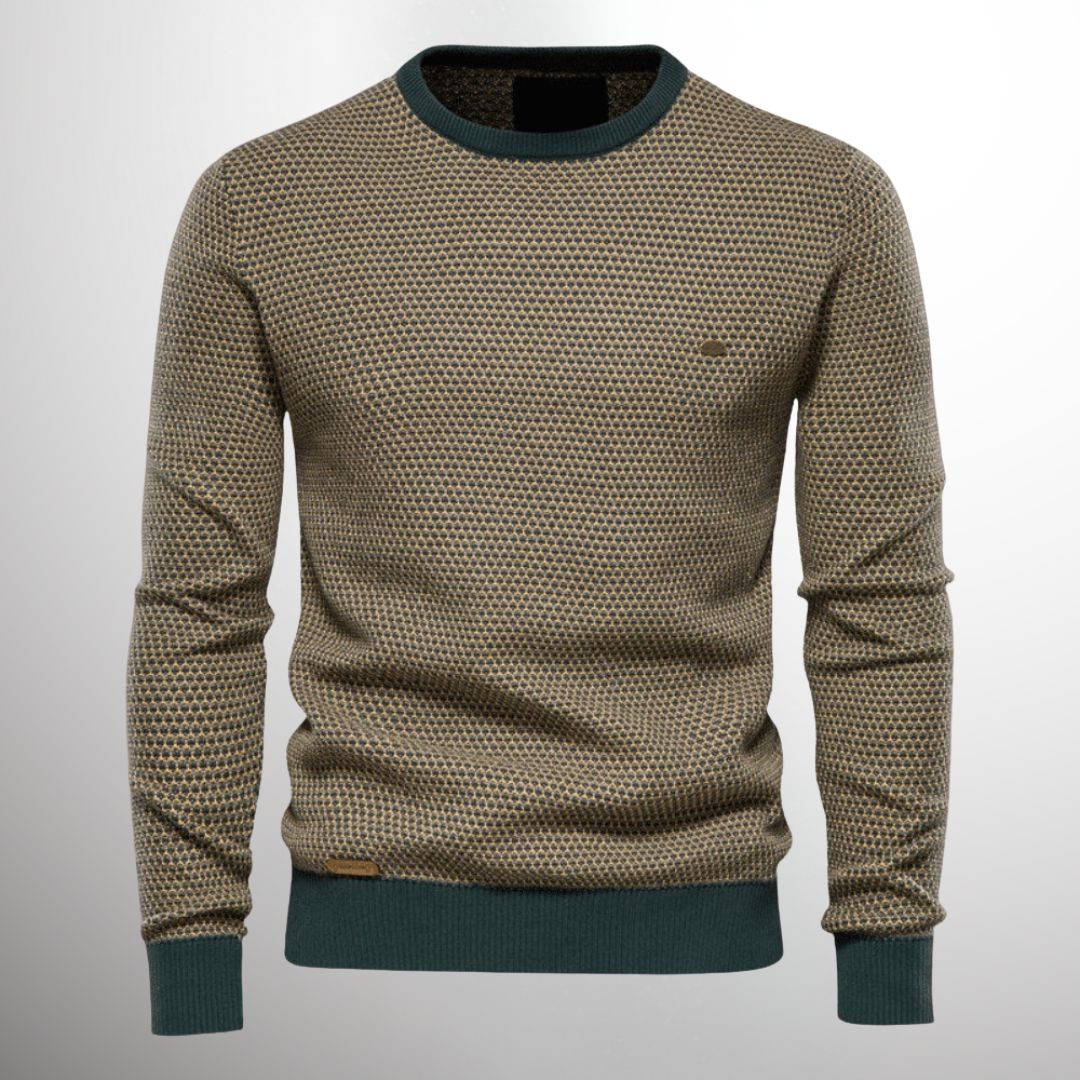 Knitted Sweater | Long sleeves | Crew neck | Sweater | Men's shirt-Chaps of London-Green-M-Chaps of London