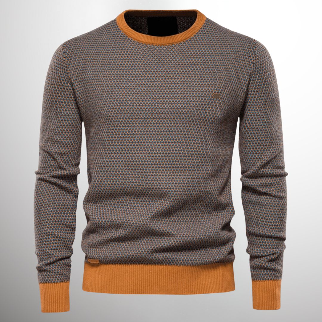 Knitted Sweater | Long sleeves | Crew neck | Sweater | Men's shirt-Chaps of London-Orange-M-Chaps of London