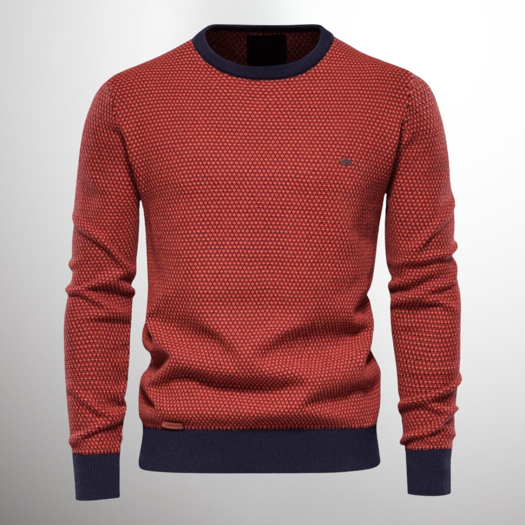 Knitted Sweater | Long sleeves | Crew neck | Sweater | Men's shirt-Chaps of London-Red-M-Chaps of London