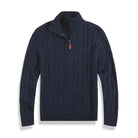 Knitted Sweater - Men's Cable Knit Quarter Zip Jumper-Chaps of London-Navy Blue-S-Chaps of London