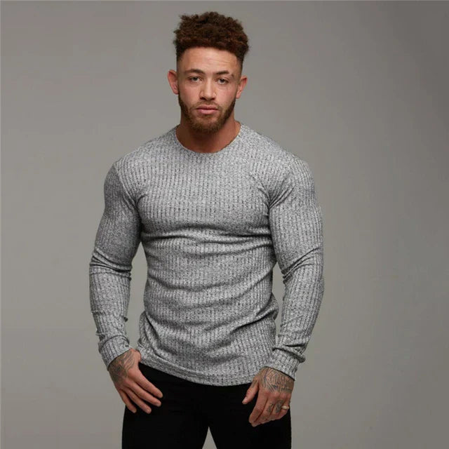 Knitted Sweater - Rib Knit - Long Sleeve - Slim Fit Jumper - Men's Jumper-Trui man-Chaps of London-Chaps of London