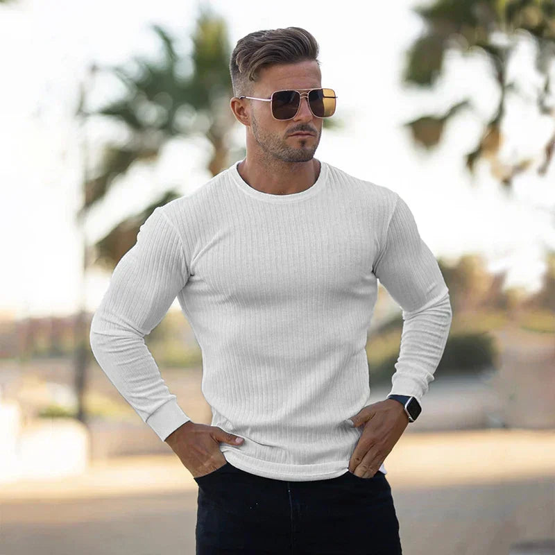 Knitted Sweater - Rib Knit - Long Sleeve - Slim Fit Jumper - Men's Jumper-Trui man-Chaps of London-Chaps of London