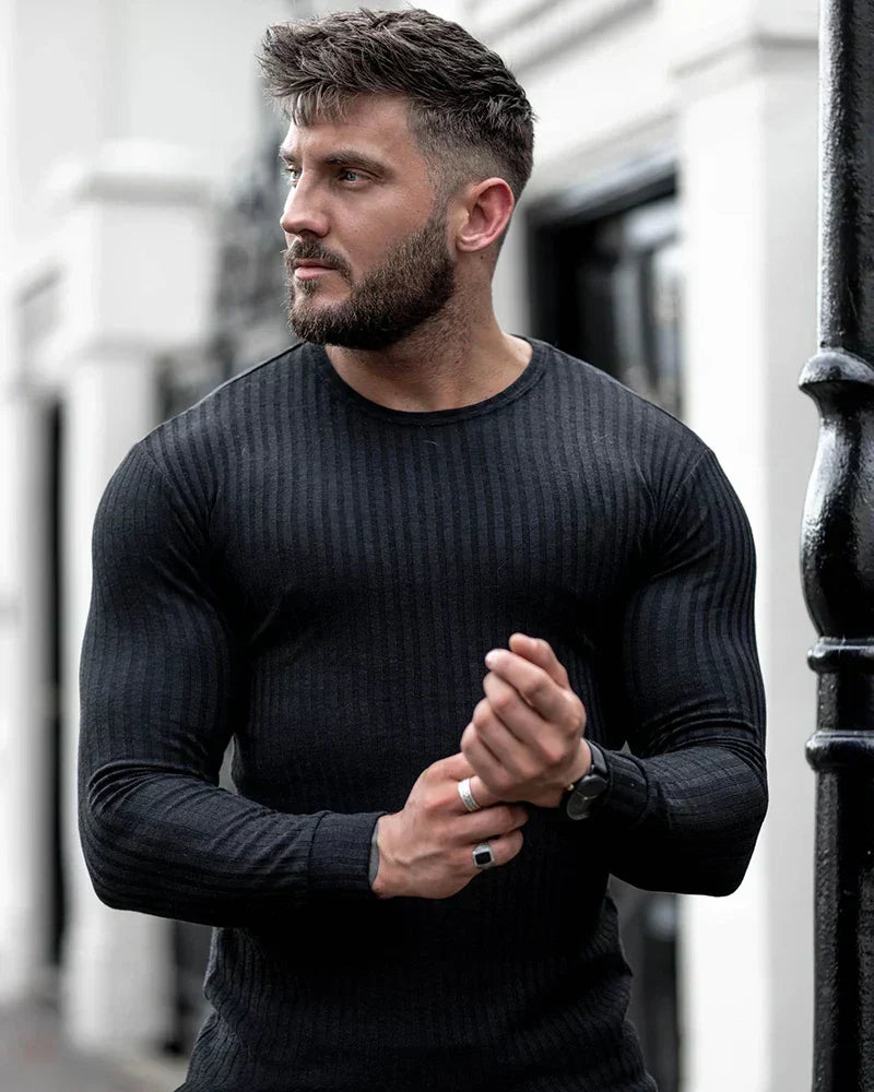 Knitted Sweater - Rib Knit - Long Sleeve - Slim Fit Jumper - Men's Jumper-Trui man-Chaps of London-Chaps of London