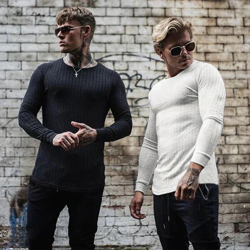 Knitted Sweater - Rib Knit - Long Sleeve - Slim Fit Jumper - Men's Jumper-Trui man-Chaps of London-Chaps of London
