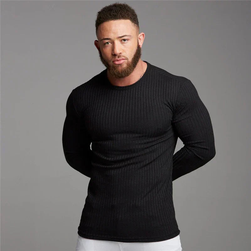 Knitted Sweater - Rib Knit - Long Sleeve - Slim Fit Jumper - Men's Jumper-Trui man-Chaps of London-Chaps of London