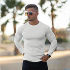 Knitted Sweater - Rib Knit - Long Sleeve - Slim Fit Jumper - Men's Jumper-Trui man-Chaps of London-White-M-Chaps of London