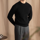 Knitted Sweater | Ribbed | Crew Neck | Knitted Jumper | Men's Clothing-Chaps of London-Black-M-Chaps of London