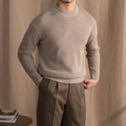 Knitted Sweater | Ribbed | Crew Neck | Knitted Jumper | Men's Clothing-Chaps of London-Gray-M-Chaps of London