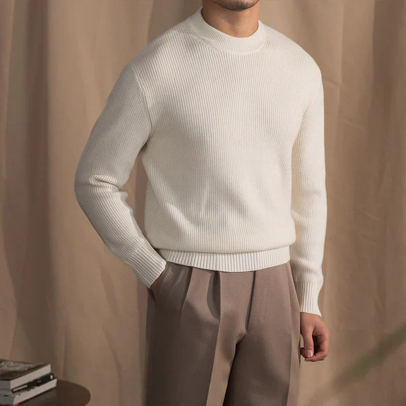Knitted Sweater | Ribbed | Crew Neck | Knitted Jumper | Men's Clothing-Chaps of London-White-M-Chaps of London