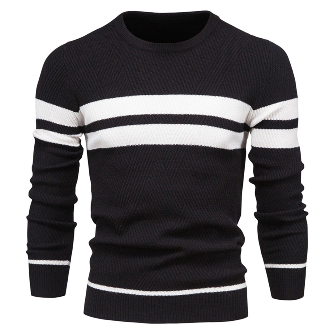 Knitted Sweater - Slim Fit - Crew Neck - Jumper - Men's Clothing-Chaps of London-Black-M-Chaps of London