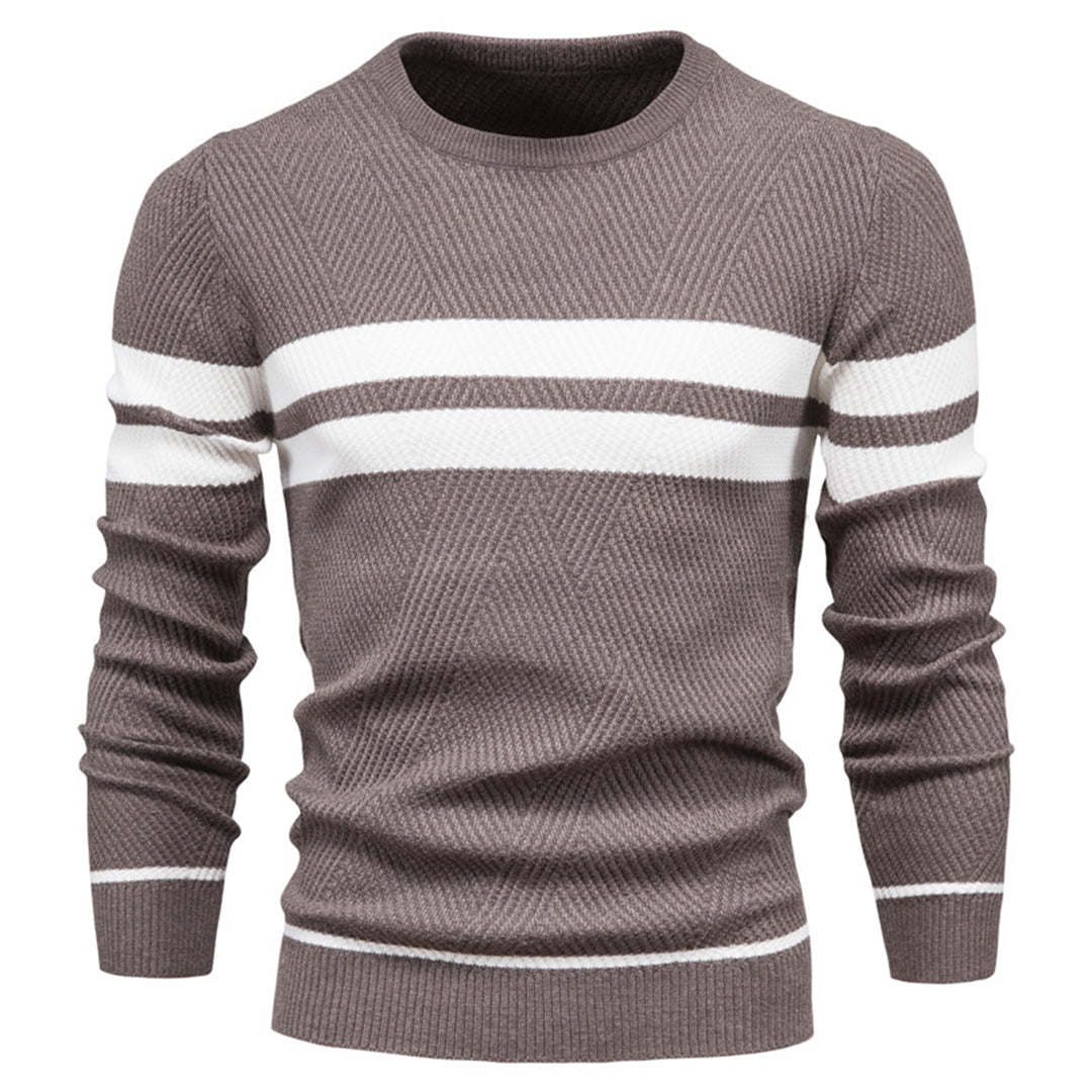 Knitted Sweater - Slim Fit - Crew Neck - Jumper - Men's Clothing-Chaps of London-Brown-M-Chaps of London