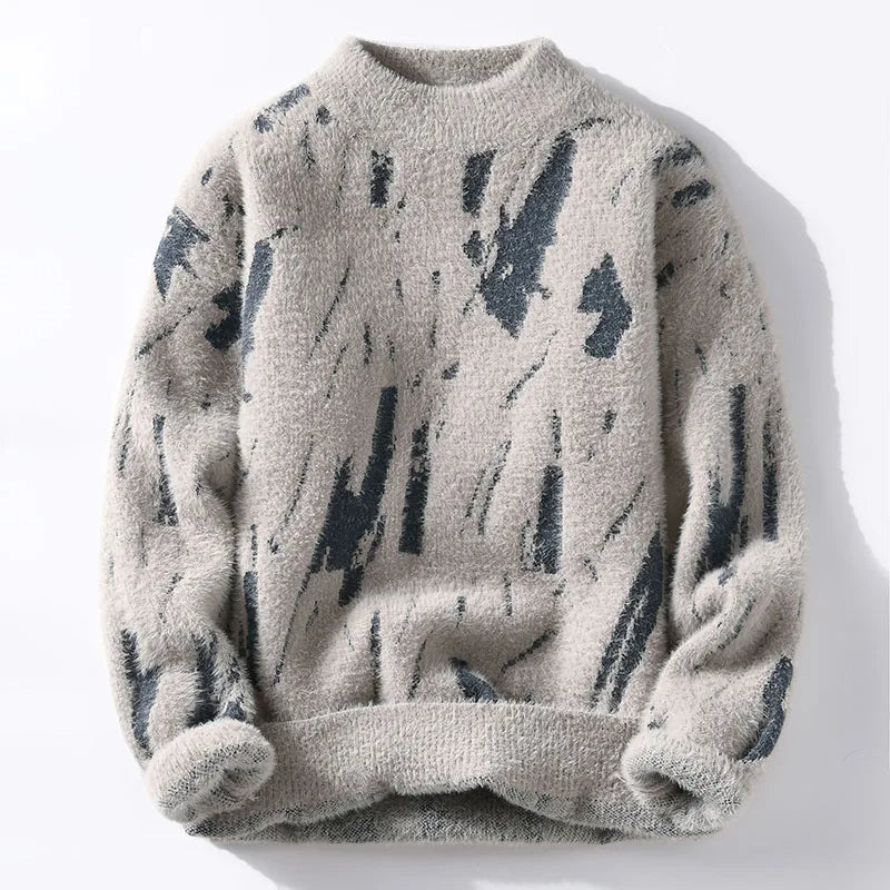 Knitted Sweater - Winter - Crew Neck - Warm Jumpers - Men's Fluffy Jumper-Chaps of London-Beige-XS-Chaps of London