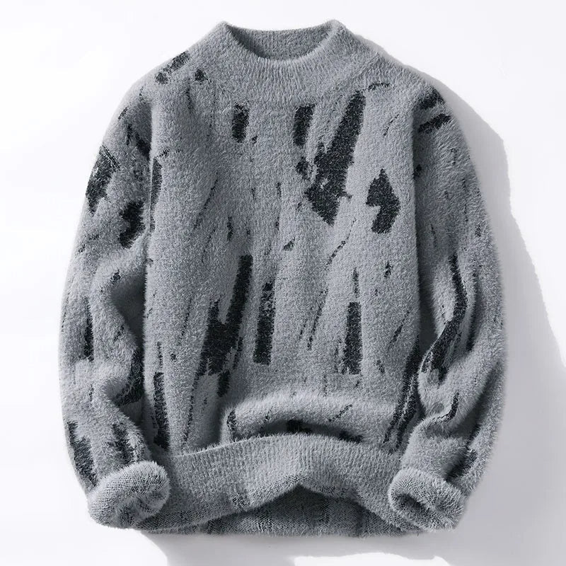 Knitted Sweater - Winter - Crew Neck - Warm Jumpers - Men's Fluffy Jumper-Chaps of London-Gray-XS-Chaps of London