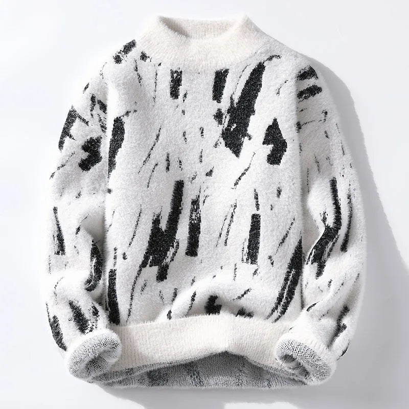 Knitted Sweater - Winter - Crew Neck - Warm Jumpers - Men's Fluffy Jumper-Chaps of London-White-XS-Chaps of London