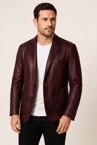 Leather Jacket - Men's Lapel Button-Up Faux Leather Jacket-Chaps of London-Chaps of London