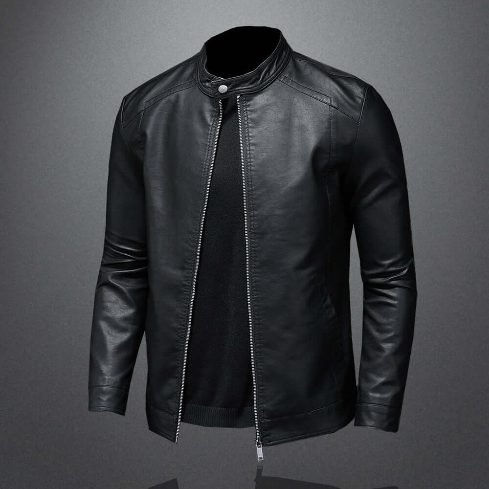 Leather Jacket - Men's Zip-Up Moto Biker Jacket-Chaps of London-Chaps of London