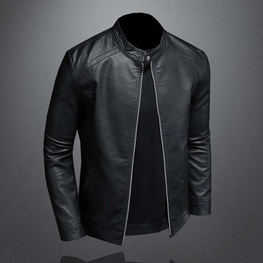 Leather Jacket - Men's Zip-Up Moto Biker Jacket-Chaps of London-Chaps of London