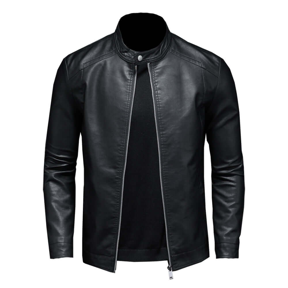 Leather Jacket - Men's Zip-Up Moto Biker Jacket-Chaps of London-Chaps of London