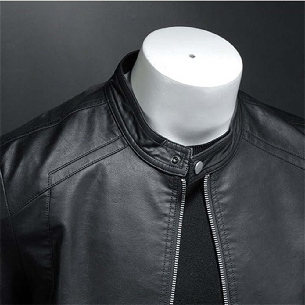 Leather Jacket - Men's Zip-Up Moto Biker Jacket-Chaps of London-Chaps of London