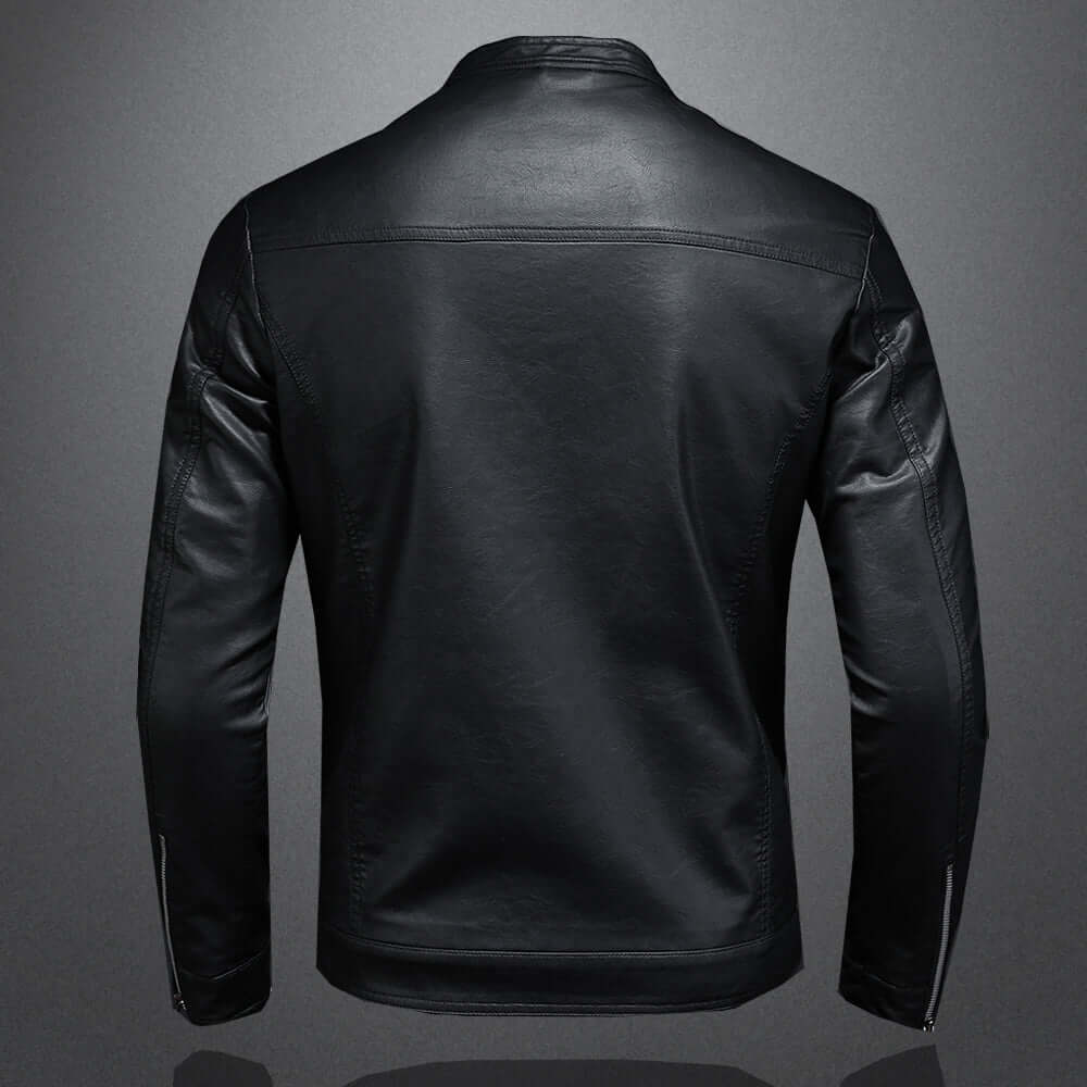 Leather Jacket - Men's Zip-Up Moto Biker Jacket-Chaps of London-Chaps of London