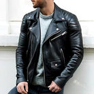 Leather Jacket - Men's Zip-Up Motorcycle Leather Biker Jacket-Fashion Men Jacket Biker Fall-Chaps of London-Chaps of London
