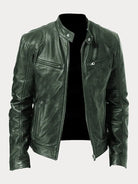 Leather Jacket | Zip-Up | Regular Fit | Biker Jacket | Men's Leather Jacket -Men’s Leather Jacket-Chaps of London-Army Green-S-Chaps of London