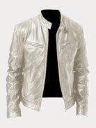 Leather Jacket | Zip-Up | Regular Fit | Biker Jacket | Men's Leather Jacket -Men’s Leather Jacket-Chaps of London-Beige-S-Chaps of London