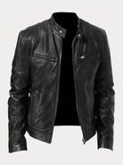 Leather Jacket | Zip-Up | Regular Fit | Biker Jacket | Men's Leather Jacket -Men’s Leather Jacket-Chaps of London-Black-S-Chaps of London